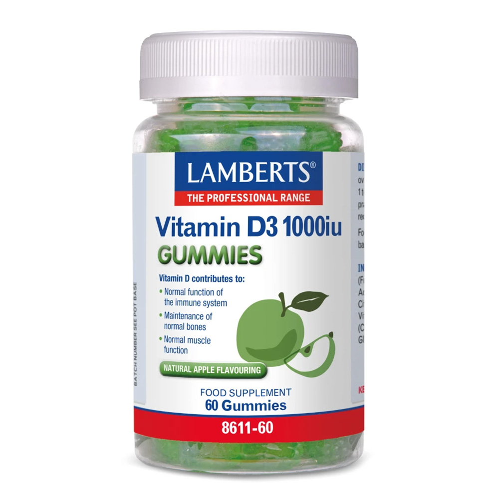 LAMBERTS - Vitamin D3 1000iu με γεύση μήλου - 60 gummies